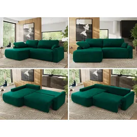 MKS Eckschlafsofa, CUBO L Dunkelgrün Velvet - links