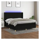 vidaXL Boxspringbett mit Matratze & LED Schwarz 180x200 cm Stoff