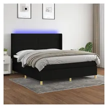 vidaXL Boxspringbett mit Matratze & LED Schwarz 180x200 cm Stoff