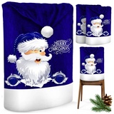 Kesser Premium Weihnachtsstuhlüberzug Set Stuhlhussen für Weihnachten Nikolausmütze Stuhlbezug Husse Weihnachtsdeko für Stühle Überzieher / Weiß / 4