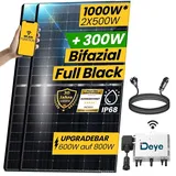 EPP.Solar® 1000W Balkonkraftwerk - Solaranlage Komplettset mit 500 Watt Bifazial Solarmodule Komplettanlage, Neu Generation Upgradefähiger 800W Deye Wechselrichter mit Relais, 3m Schukostecker