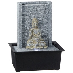 CEPEWA Zimmerbrunnen LED Zimmerbrunnen mit Buddhafigur, 21 cm Breite, (Stück, 1 tlg., 1 Zimmerbrunnen), tolle Dekoration grau