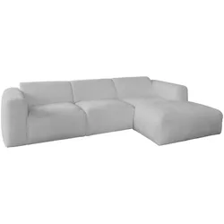 KAWOLA Sofa VALAR Ecksofa Stoff silber Recamiere rechts