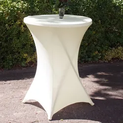 5er Set Stehtischhusse Stretch beige Partytisch Bistrotisch 80cm