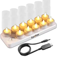 EuroFone Wiederaufladbare Teelichter, Flackernde Led Teelichter,flackernde, flammenlose(Kerzen12er-Set,gelbes Licht keine Fernsteuerung)