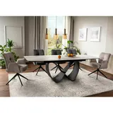 Esstisch INFINITY NATURE CLOUD – Ausziehbar 90x160–240 cm - Weiß/Schwarz