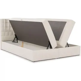 Fun Möbel Boxspringbett Schlafzimmerbett TORIBO PREMIUM 180x220cm Stoff Coral Dunkelbeige