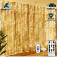 HXWEIYE Lichtervorhang LED 3 m x 3 m Warmweiß