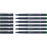 Schneider Pictus Fineliner (Strichstärke 0,4 mm, dokumentenechte Pigmentliner, metallgefasste Spitze, Gehäuse aus 85% recyceltem Kunststoff) 6er Pack, grün