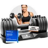 Verstellbare Kurzhantel 12kg | Hantel | 12kg |18kg | 24kg | 40kg | 15 Gewichtseinstellungen | Einzelhantel | Verstellbare Kurzhantel | einstellbar und platzsparend [FIX LOCK] Gewichte für Homegym