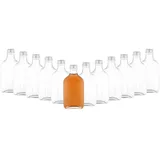 MamboCat 12er Set Taschenflasche 200ml I Flachman Glas mit silbernem Schraubverschluss I Schnapsflaschen Likörflaschen zum Befüllen I Essig-Öl-Fläschchen I 12 Glasflaschen 200ml luftdicht