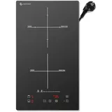 AMZCHEF Induktionskochfeld 2 Platten, 2-in-1 Induktionskochplatte Einbau- oder Arbeitsplatte mit 10 Leistungsstufen, 93% Wärmewirkungsgrad, Sensor-Touch-Steuerung und Sicherheitssperre, Timer, 3300W