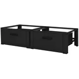 ML-Design Doppel Waschmaschinen Untergestell mit 2 Schubladen, Schwarz, 128x53,5x31,5 cm