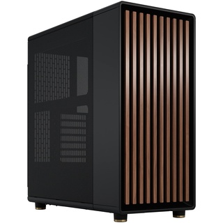 Fractal Design North Charcoal Black - Wood Walnut Front - Mesh Side Panels - Two 140mm Aspect PWM Fans Included - Intuitive Interior Layout Design - ATX Mid Tower PC Gaming Case