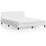 vidaXL Bett mit Matratze Weiß 160x200 cm Kunstleder