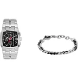 Diesel Herrenuhr Cliffhanger und Armband Steel, Silber Edelstahl, Set
