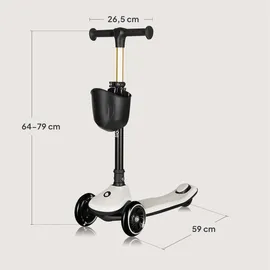 lionelo Kinder Balance-Roller RGB Mey ab 3 Jahren bis 50 kg, LED-Beleuchtung auf dem Trittbrett, und faltbar mit Korb - beige