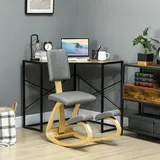 Kniestuhl, Ergonomischer Schaukelstuhl Aus Holz Mit Rückenlehne, Kniestuhl Fürs Homeoffice, Grau