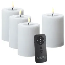 Deluxe Homeart 4er Set LED Kerzen MIA Echtwachs Deluxe 7,5x10cm mit Batterien Fernb. In weiß | Gr.: onesize