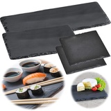 LS-LebenStil Schieferplatte 20x20cm 2 ́er Set Servierplatte Schieferteller Tischset Sushi Deko Tablett