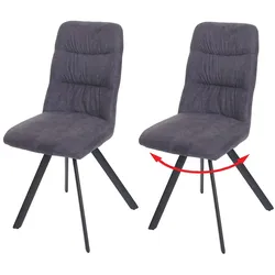 2er-Set Esszimmerstuhl MCW-J69, Küchenstuhl Stuhl, drehbar Auto-Position, Samt ~ anthrazit