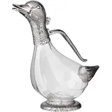 Edzard Dekantierente Dekanter Rotwein Karaffe in Entenform Daisy, Höhe 26 cm, Inhalt 0,9 Liter, edel versilberte Elemente, mit Ausgießer