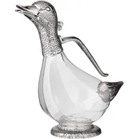 Edzard Dekantierente Dekanter Rotwein Karaffe in Entenform Daisy, Höhe 26 cm, Inhalt 0,9 Liter, edel versilberte Elemente, mit Ausgießer