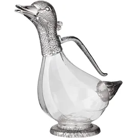 Edzard Dekantierente Dekanter Rotwein Karaffe in Entenform Daisy, Höhe 26 cm, Inhalt 0,9 Liter, edel versilberte Elemente, mit Ausgießer