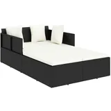 vidaXL Sonnenliege mit Kissen 182 x 118 x 63 cm Schwarz