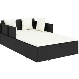 vidaXL Sonnenliege mit Kissen 182 x 118 x 63 cm Schwarz