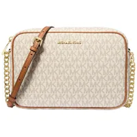 Michael Kors Jet Set Large EW Crossbody Lux MK Signature Vanilla Weiss Damen