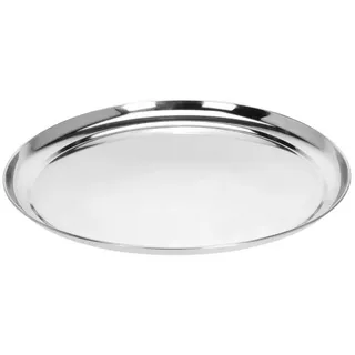 Spetebo Dekotablett Edelstahl Serviertablett rund silber - 34 cm (Artikel, Dekotablett), Metall Tablet für Dekorationen silberfarben