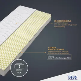 Beco »Nightstyle Visko Matratze 90x200, 100x200, 140x200 cm«, 17 cm hoch, Raumgewicht: 28 kg/m3, (1 St.), Matratze, 90x200 cm (H3) von Stiftung Warentest getestet