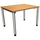 FM Helmets fm Sidney höhenverstellbarer Schreibtisch buche rechteckig, 4-Fuß-Gestell Rundrohr silber 100,0 x 80,0 cm