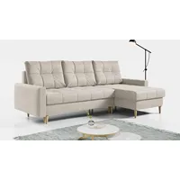 MKS MEBLE Ecksofa - L-Form Sofa mit Schlaffunktion - Wohnlandschaft L Form, Ecksofa mit Schlaffunktion und Bettkasten, Schlafsofa mit Bettkasten, Couch mit Schlaffunktion - Beige Astra