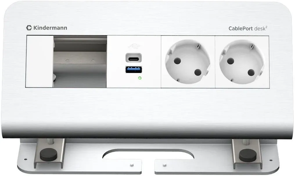 Kindermann CablePort desk2 4-fach - 2x Schuko + USB-A/C-Charger (QC3.0 + PD3.0) ...