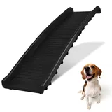 Aufun Hunderampe Auto klappbar Kunststoff Hundetreppe Hundeautorampe für Haustiere Hundeeinstiegshilfe, bis 90 kg, 156x40cm, leicht Stabil, rutschfest Hunde-Treppe, Schwarz