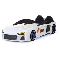 Kinder Autobett V12 Full mit Sound & LED Scheinwerfer in Weiß - Weiß