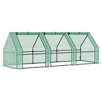 Gewächshaus Mit Reißverschlussfenster, Winterfest Foliengewächshaus Aus Stahl, Treibhaus Für Balkon, Garten, 270 X 90 X 90 Cm, Tomatenhaus Für Tomaten, Gemüse, Blumen, Grün