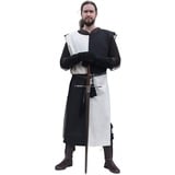 Battle-Merchant Waffenrock Wappenrock Eckhart einfarbig/schachbrett S-XXL div Farben Ritter Mittelalter Kostüm (XL/XXL, Natur/Schwarz)