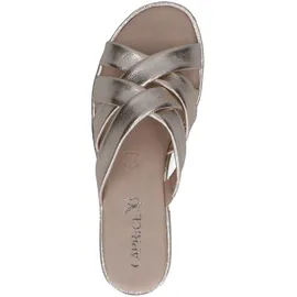 CAPRICE Pantoletten Leder Sommer, Metallisch (Platin Metal.), 39 EU