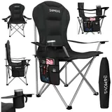 24move 24MOVE® Campingstuhl Salvador faltbar Camping Klappstuhl gepolstert inkl. Tragetasche, bis 150kg belastbar, schwarz