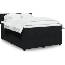 vidaXL Boxspringbett mit Matratze Schwarz 140x200 cm Samt