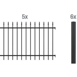 GAH Alberts Zaunpfosten 10 m x 120 cm Schwarz/Aluminium
