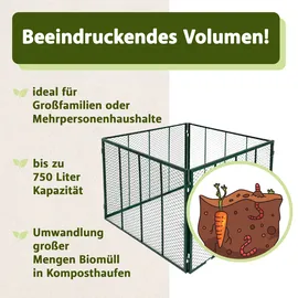 Lemodo Metall Komposter 750 L dunkelgrün, stabiler Komposter für eigenen Bio-Kompost