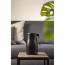 Alfi STUDIO Allure, schwarz matt mit Holz-Elementen, Isolierkanne aus doppelwandigem Edelstahl, Thermoskanne hält warm, kalt, Drehverschluss, Öffnung groß, BPA-frei,