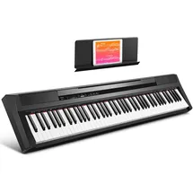 Donner DEP-10 Digital piano 88 halbgewichteten Tasten – E-Piano für Anfänger, Klavier Tastatur in voller Größe mit Sustain-Pedal, schwarz