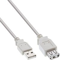 InLine USB 2.0 Verlängerung, Stecker / Buchse, beige/grau, 1m