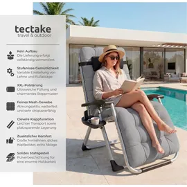 Tectake Cloud Sonnenliege 113 x 76 x 103 cm Grau