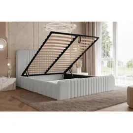 FEDVE Polsterbett, Hellgrau, Textil, 140x200 cm, Schlafzimmer, Betten, Polsterbetten